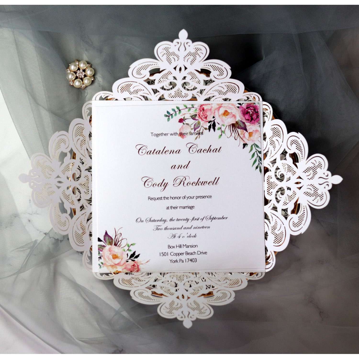 Lace Invitation Card Laser Cut Wedding Invitation Atrovirens Card